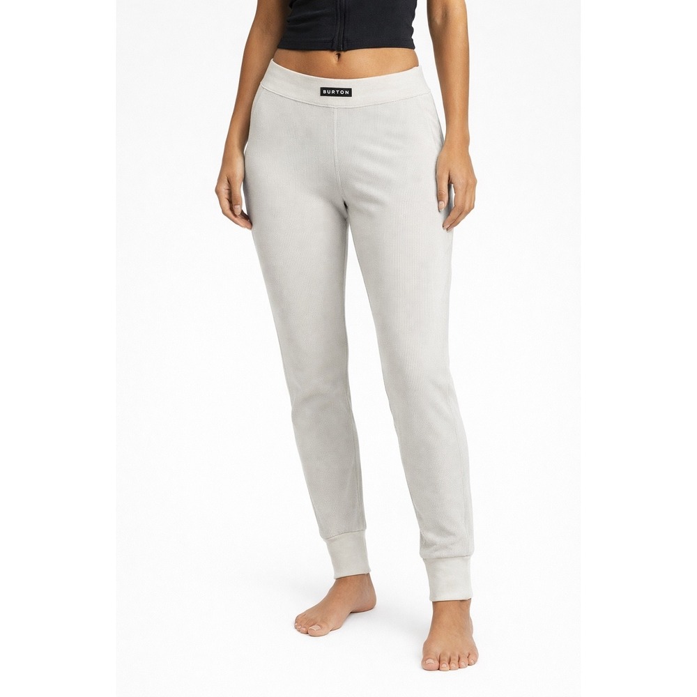 Burton‎ Womens Waffle Knit Base Layer Pants Light Gray Heather Joggers Size M